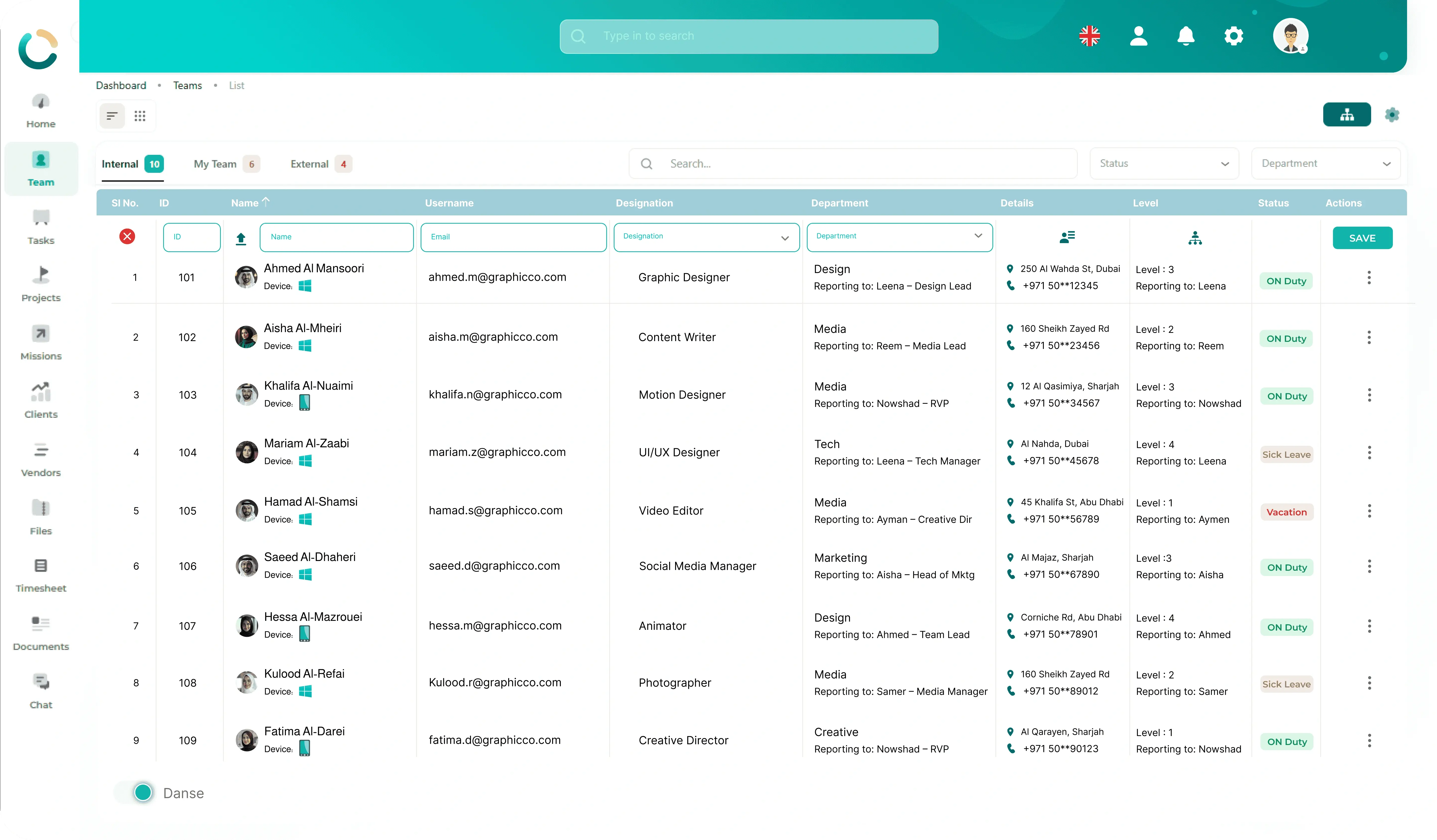 NOVOTAK Team Management Dashboard